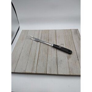 Vintage Ekco 2 Prong Meat Utility Fork Steel #2 Black Basket Weave Handle 11 1/2